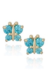 ravishing yellow gold diamond cubic zirconia December blue topaz birthstone baby earrings
